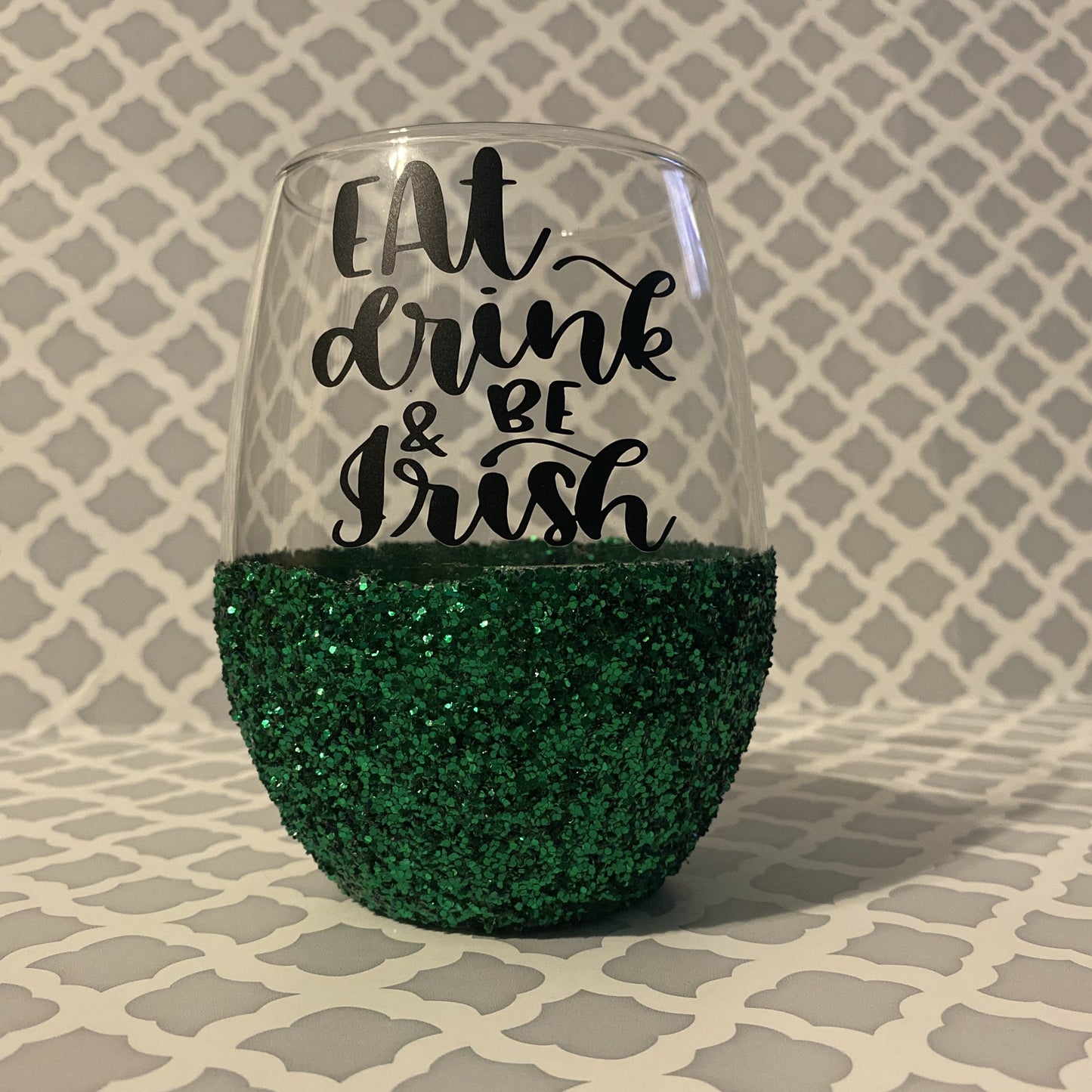 Eat Drink & Be Irish Wine Glasses